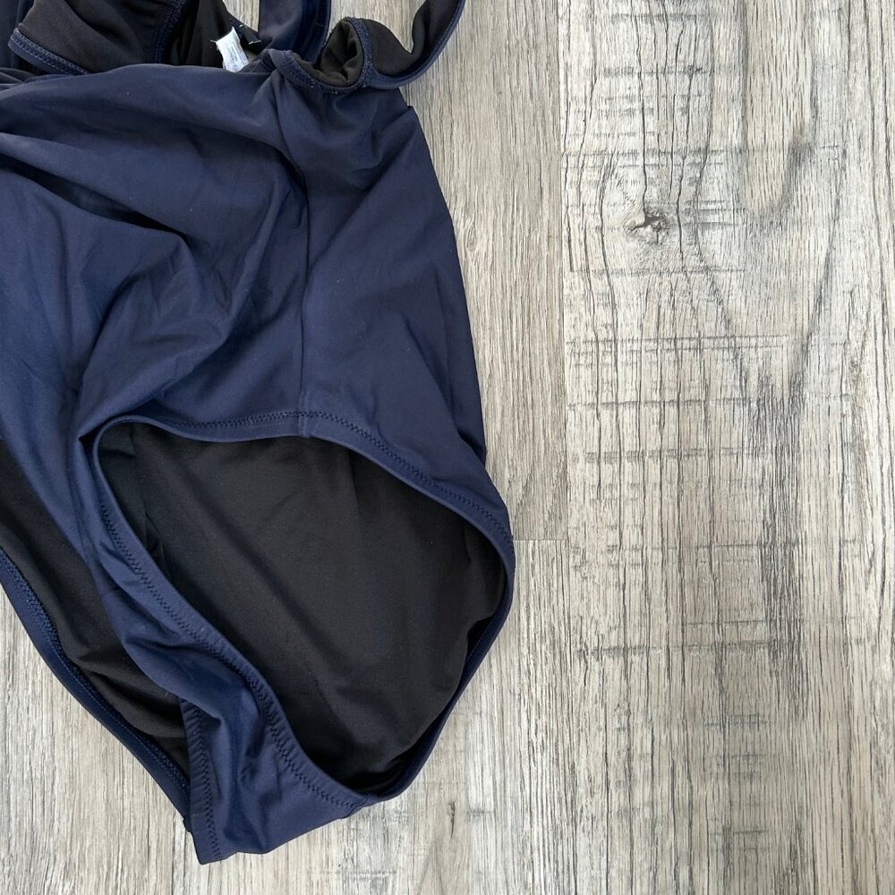 J. Crew One Piece Swimsuit Navy Blue Plunge Back Beachwear Swimwear Size 8 - Picture 8 of 8